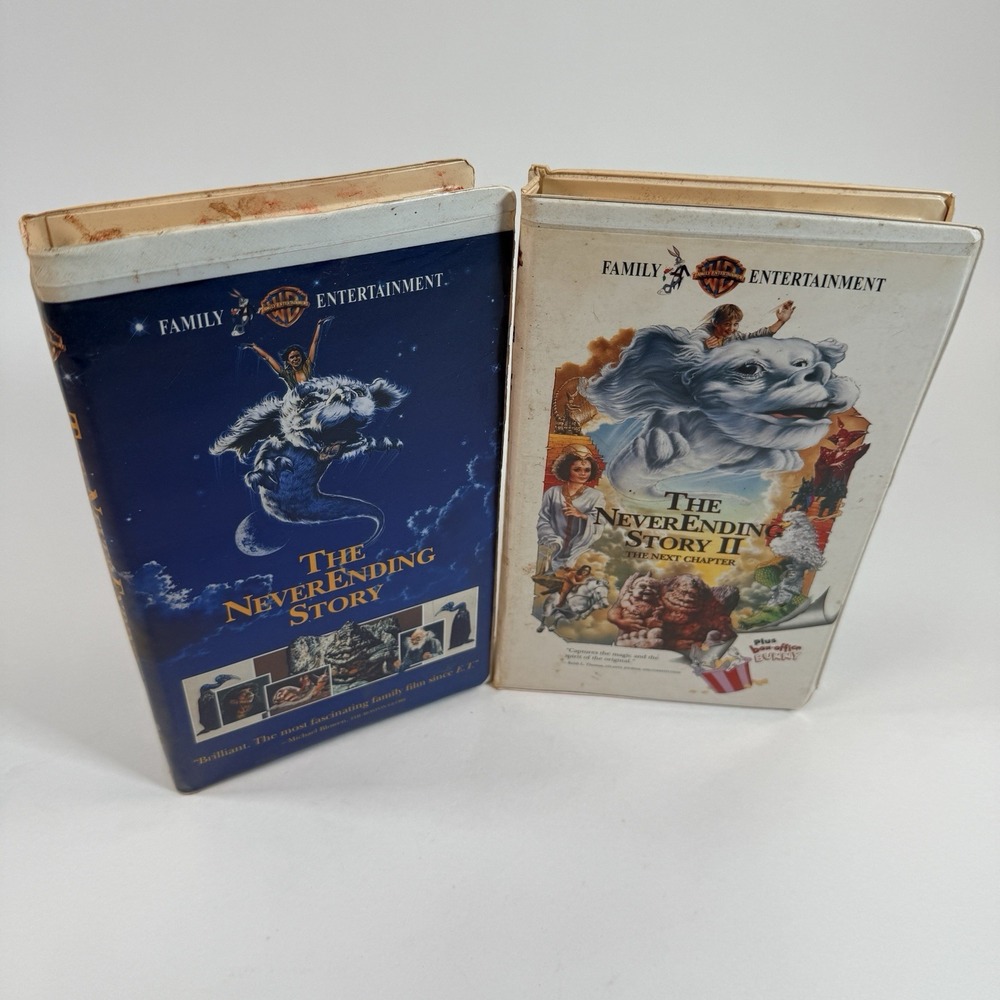The NeverEnding Story 1 & 2 VHS Lot Warner Bros Clamshell Vintage 1990s